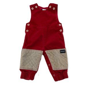 Vintage 80s Madewell Corduroy Overalls 9M 9 Months Red Gray Knee Patches Rare